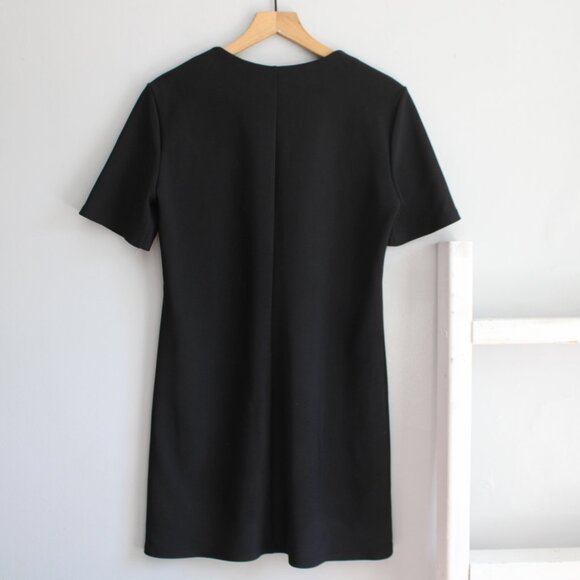Zara Women's Black Gold Buttoned Short Sleeve Shift Mini Dress Size Medium - Picture 3 of 7